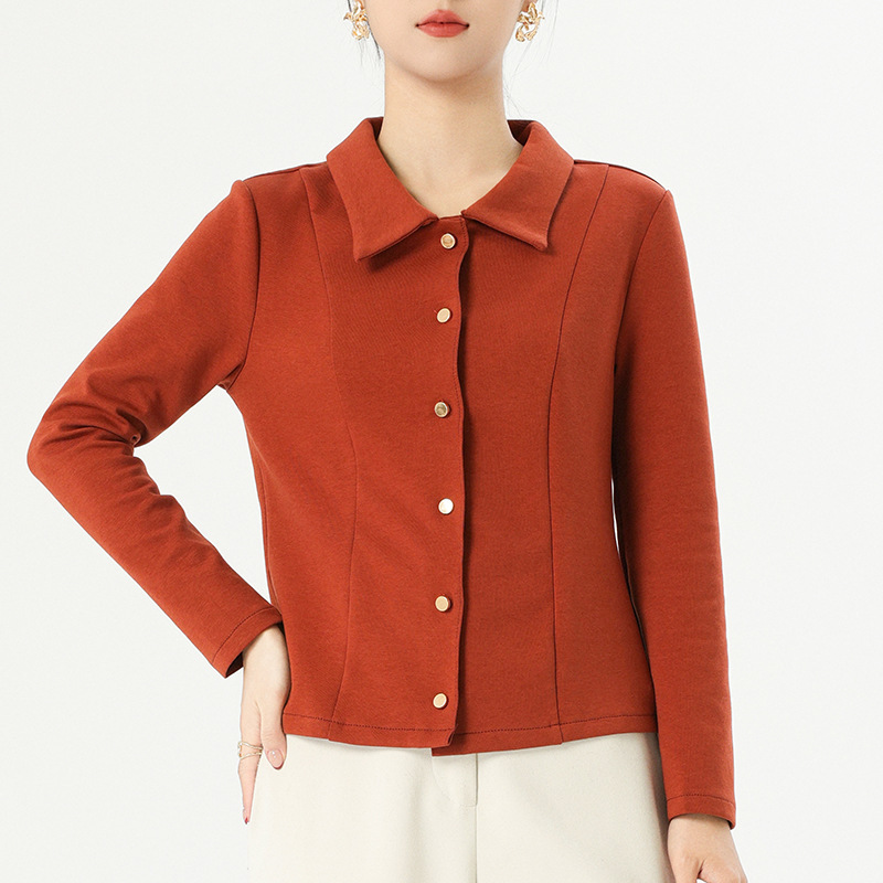 Design Sense POLO Collar Shirt Cardigan Long Sleeve Women's 2025 Spring and Summer New Solid Color Loose All-match Elegant Shirt