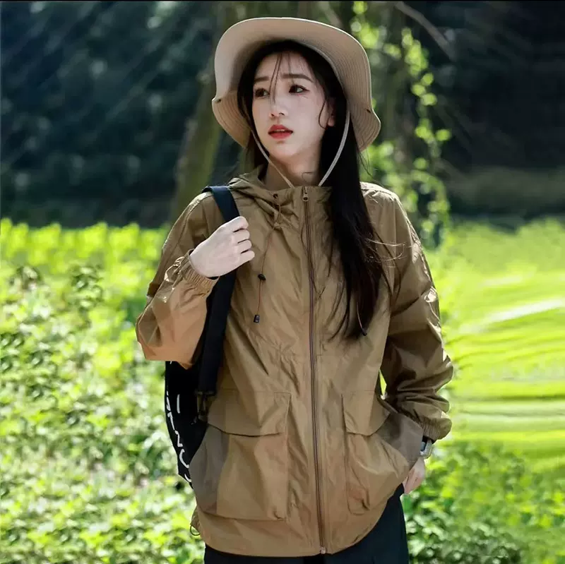 2025新款潮牌UPF50+防晒男女防晒衣户外薄款透气防晒服连帽皮肤衣