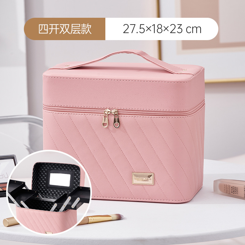 2024 nuevo maleta de maquillaje simple bolsa de almacenamiento de gran capacidad alta sensación de PU maleta portátil impermeable al por mayor