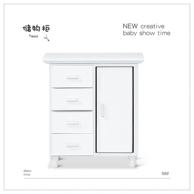 1:12客厅拍摄道具娃娃屋配件ob11微缩食玩玩具迷你白色收纳柜M146