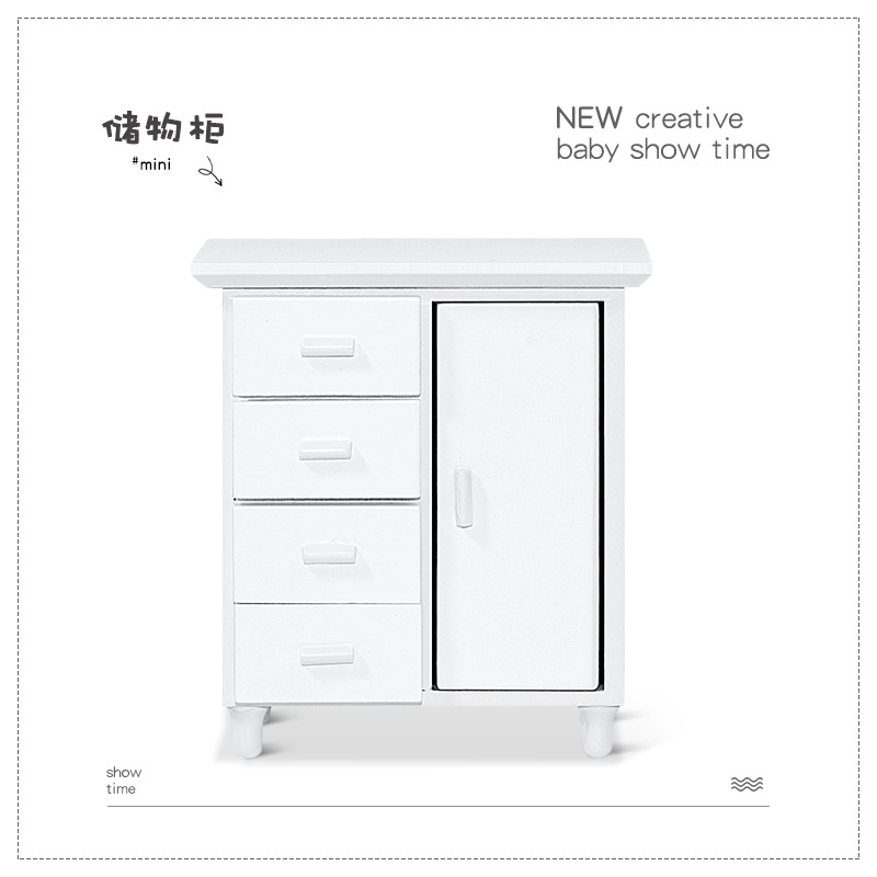 1:12客厅拍摄道具娃娃屋配件ob11微缩食玩玩具迷你白色收纳柜M146