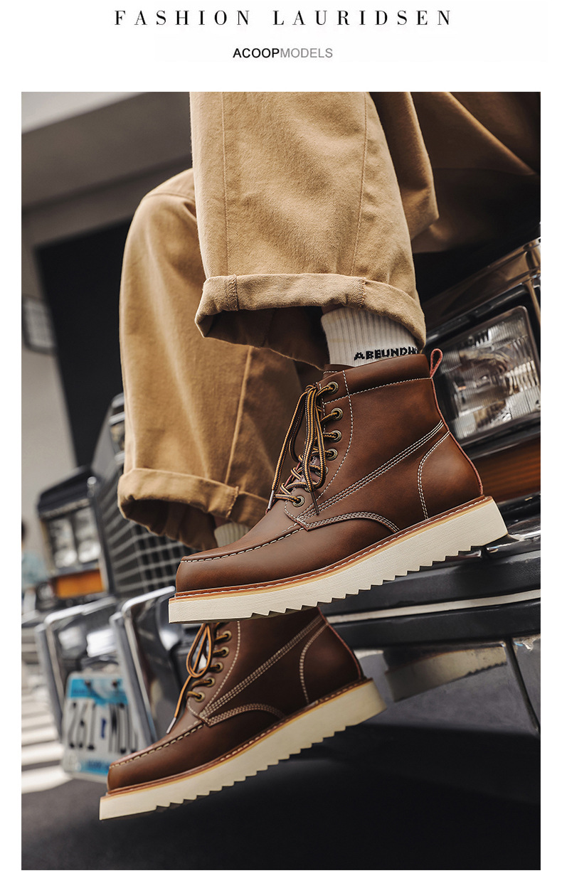 Martin – bottes montantes de moto pour hommes, tendance, décontractées, en velours, polyvalentes, combinaison de travail, 2024 coton, hiver 9055_voghion.com