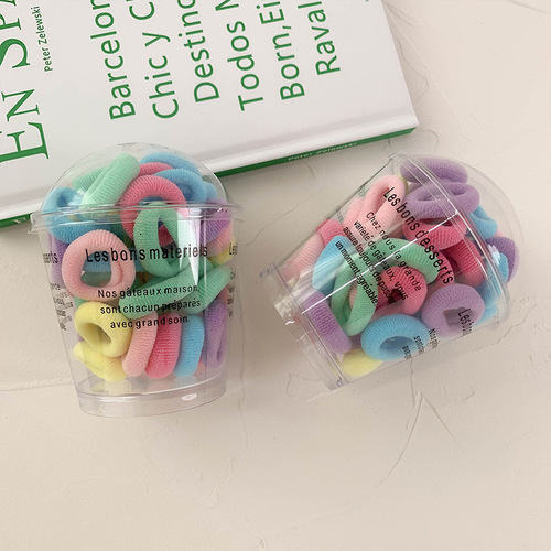 Seamless Hair Tie Ice Cream Color Towel Ring Rubber Band Children's Candy Color Small Hair Tie Hair Rope Rubber Band Hair Accessory