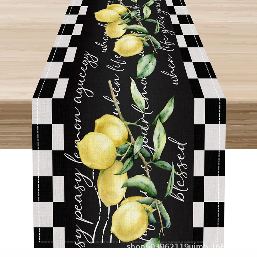 Nuevo verano limón lino bandera de mesa de fiesta al aire libre decoración de mesa de té de tela en el hogar bandera de mesa de té