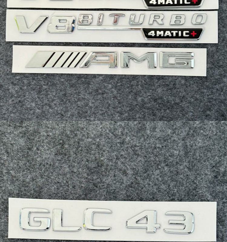 Mercedes-Benz car emblem, rear badge, E/C-Class, E300L/GLC/GLE/AMG/260L, alphanumeric and English lettering