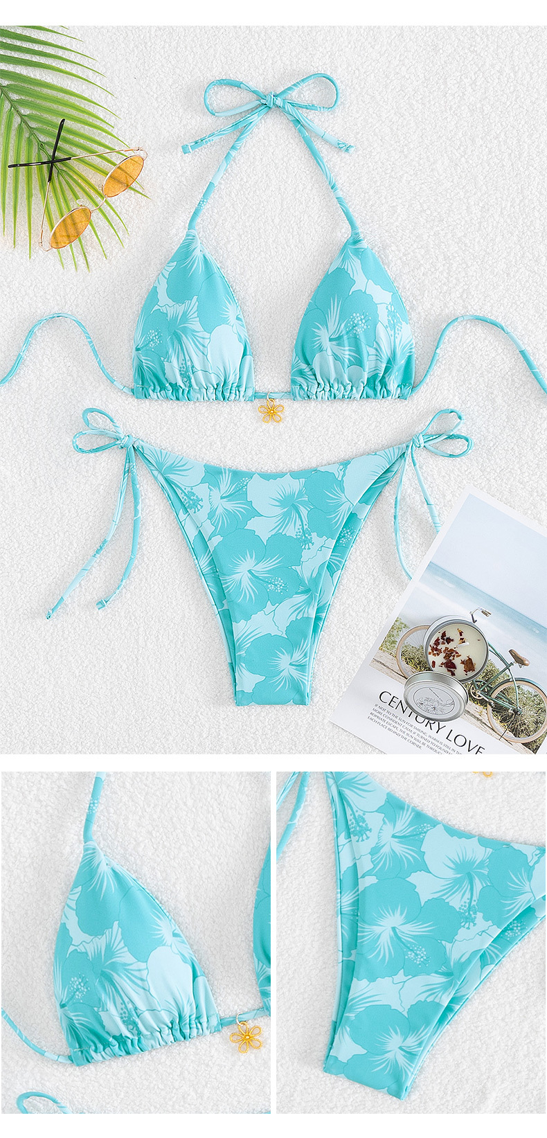 Damen Blume 2 Stück Set Bikinis Bademode Lässige Florale Hoch Elastische Badeanzug Im Resort-Stil Zweiteiliger Badeanzug display picture 3
