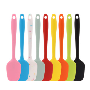 Cake baking rubber scraper tool all-inclusive one-piece solid color bright silicone spatula blade cream jam mixing small size spatula