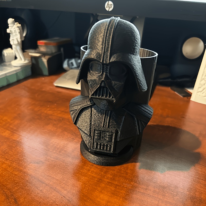 Darth Vader lápiz de escritorio impresa en 3D estante de almacenamiento Dark Lord Cup de lápiz decoración de oficina única con polvo