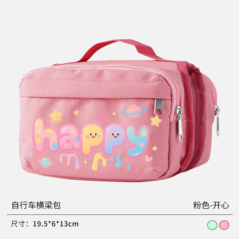 Bolsa de bicicletas de montaña, bolsa de vigas delanteras, lindos dibujos animados en línea, bolsa de tubo delantero roja, bolsa de almacenamiento de bicicletas de montaña