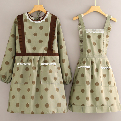 Cotton long-sleeve apron overcoat household kitchen women  new style outerwear stylish cooking apron workwear