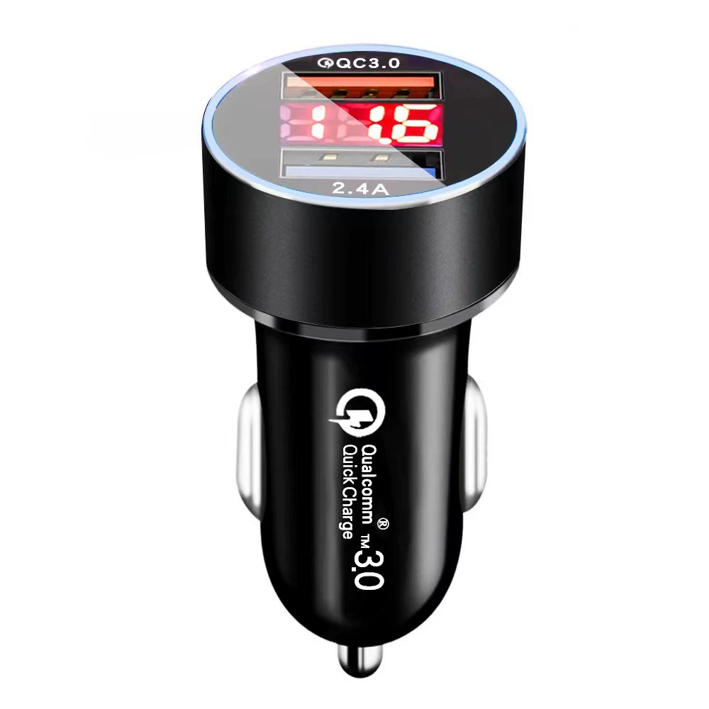 Car USB Charger 3.1A with Digital Display (4U) — Dual USB Fast Charge, PD/QC Options