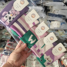 六指鼠秋冬女童加厚棉袜小猫团团时尚公主紫色风加长筒棉袜3-15岁