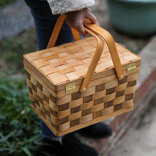 Dragon Boat Festival rice dumpling box basket packaging bamboo basket egg basket storage basket bamboo craft pastoral style storage box bamboo woven storage