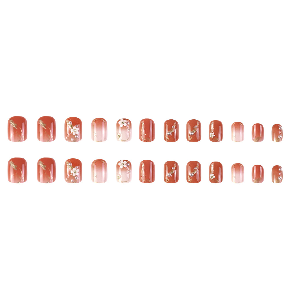 Unas de perlas de Phnom Penh de alto nivel, 24 piezas de blush gradiente puro, deseo de manicure, un pequeño libro de uñas falsas rojas, suministro directo image 6