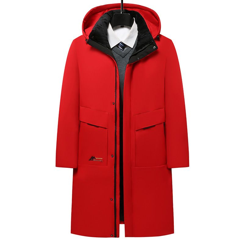 2024 winter new middle-aged and elderly plus size men's long cotton-padded clothes windproof cold fluffy warm casual business dad