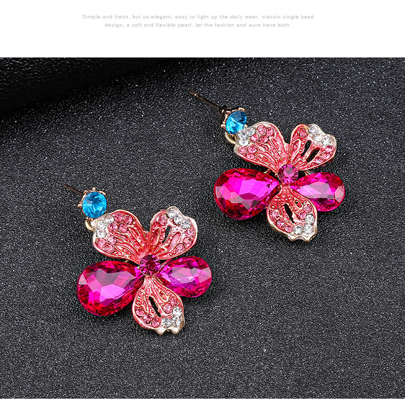 Luxurious Bridal Flower Alloy Inlay Rhinestones Glass Women's Earrings Necklace display picture 6