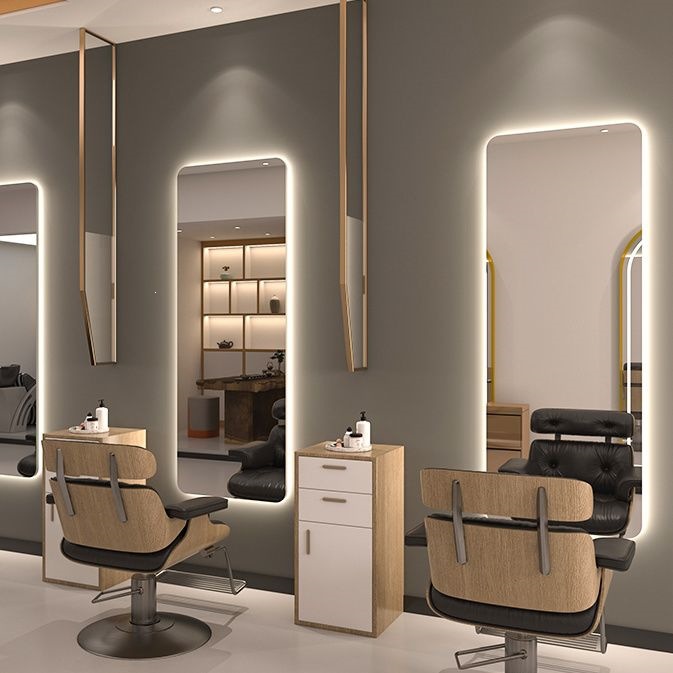 Espejo de peluquería simple, espejo especial para salón de peluquería, espejo de caída geográfica, mesa de peluquería red, lámpara de cinta roja luminosa unilateral, espejo inteligente de pared colgante image 8