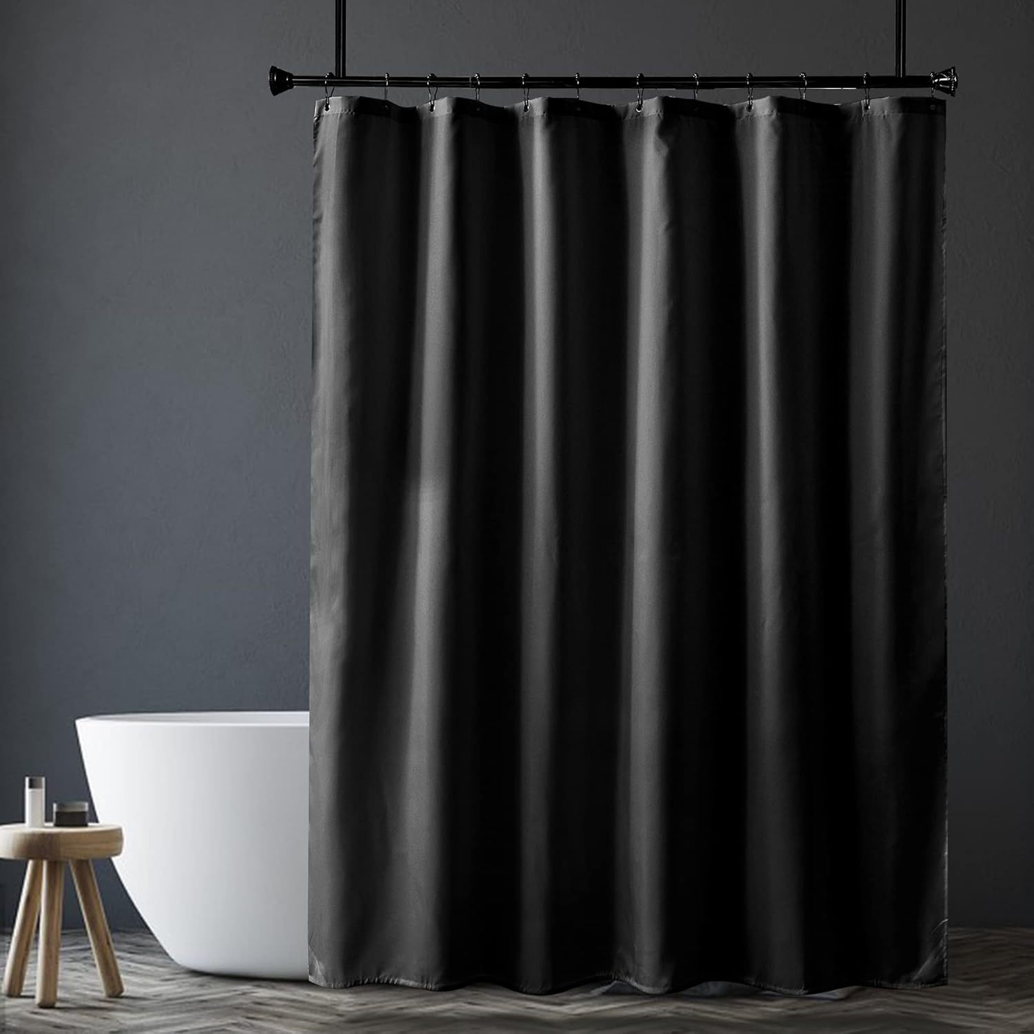 Foreign Trade Polyester Solid Color Thickened Waterproof and Mildew-Proof Shower Curtain Bathroom Hotel Partition Curtain Manufacturer
