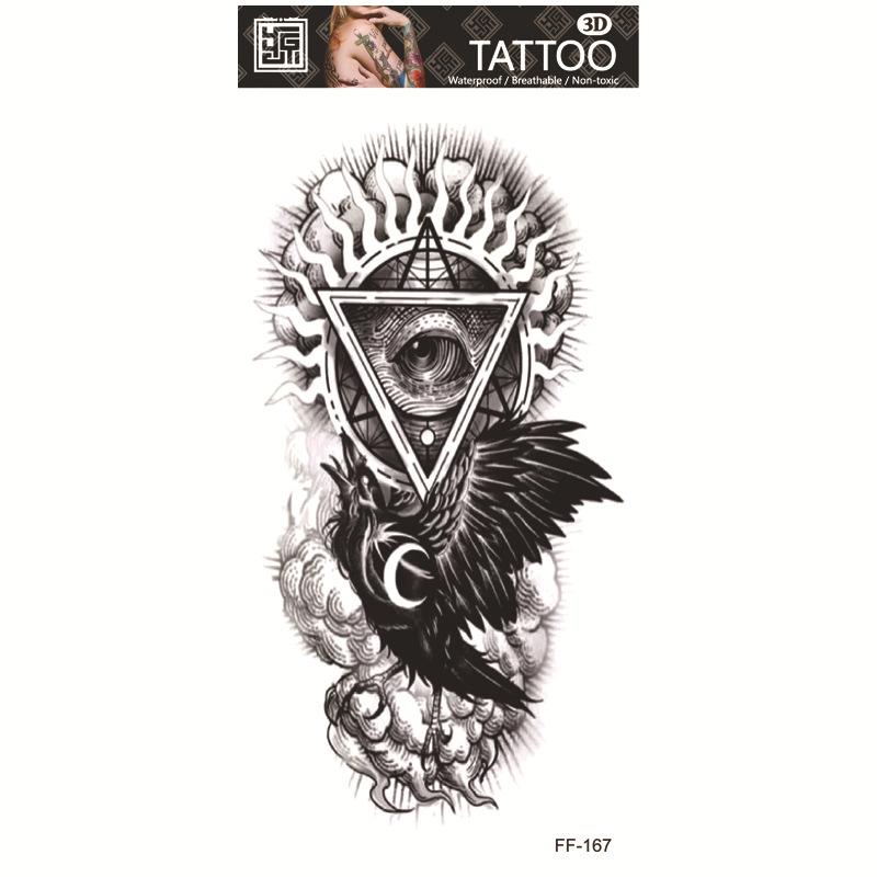 Yuanhua fábrica de pegatinas de tatuaje a prueba de agua en stock al por mayor cabeza de Lobo tótem texto árabe tatuaje pegatinas suministro transfronterizo