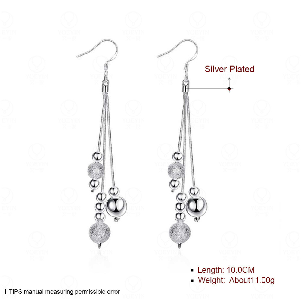 氣質流蘇時尚韓版熱銷首飾鍍銀精美流行飾品三線長款多珠耳環批發