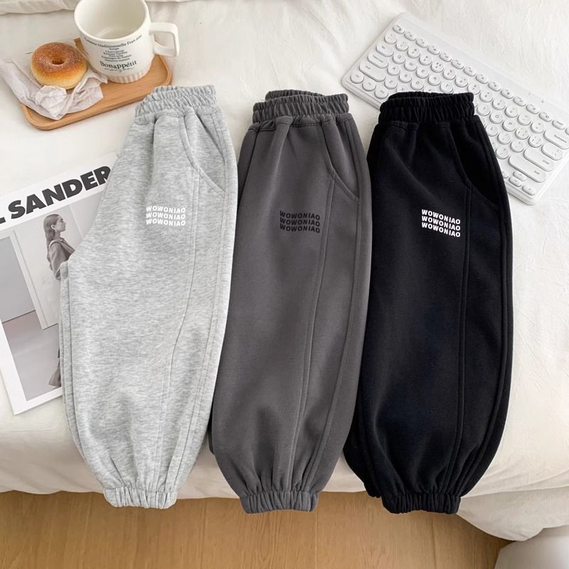 (2개) 소년 스포츠 바지 2024 봄 새로운 어린이 캐주얼 스티칭 발 바지 어린이  패션 운동복 올매치