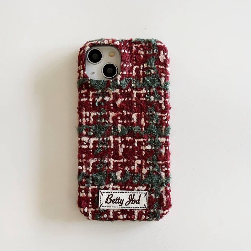 Suitable For IPhone 16 Pro Max Phone Case, -style Patterned Velvet Fabric, 15 Pro/16 Protective Cover, 13_voghion.com