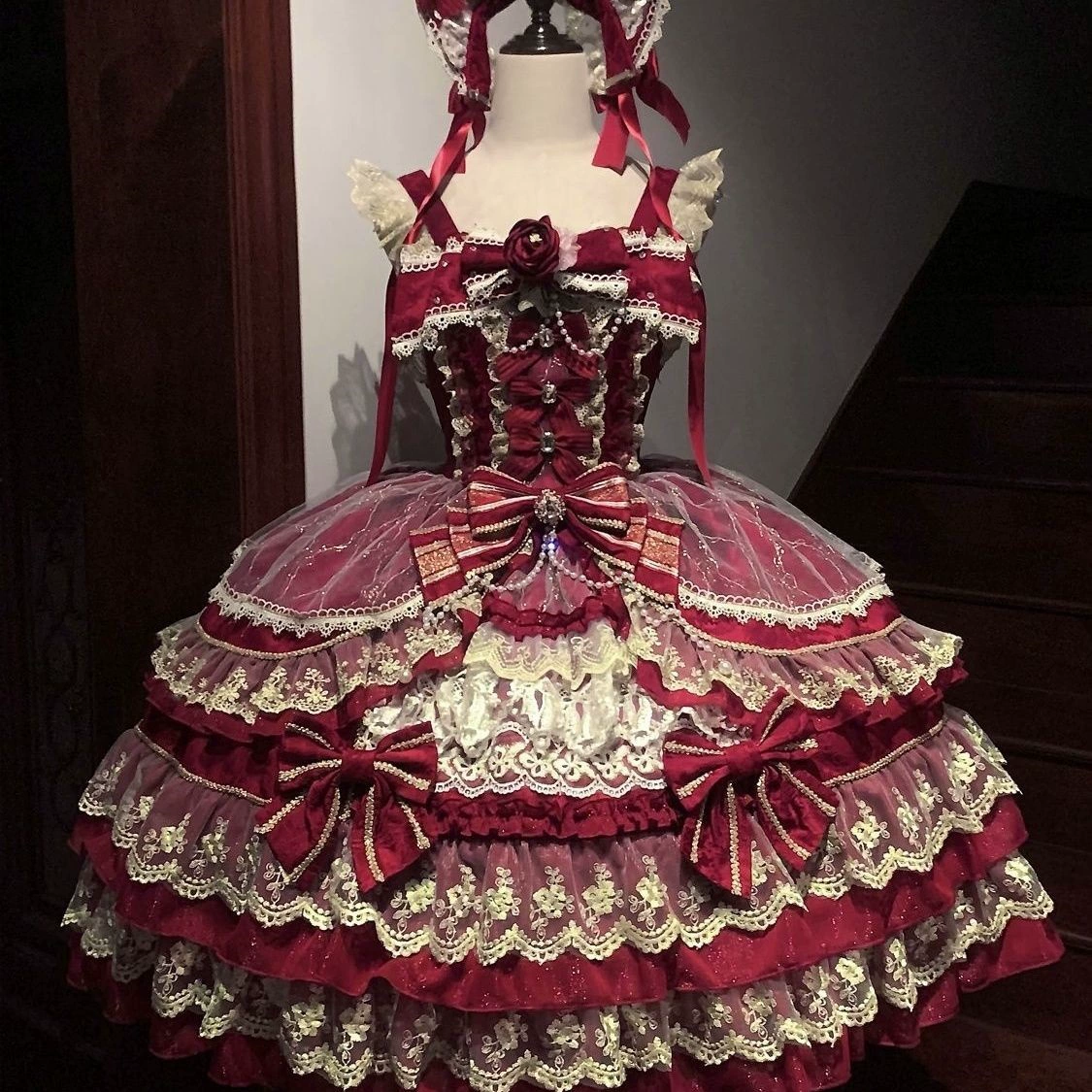 Платье демисезонное Lolita JSK, красное или фуксия, размеры S–XL (есть комплект)