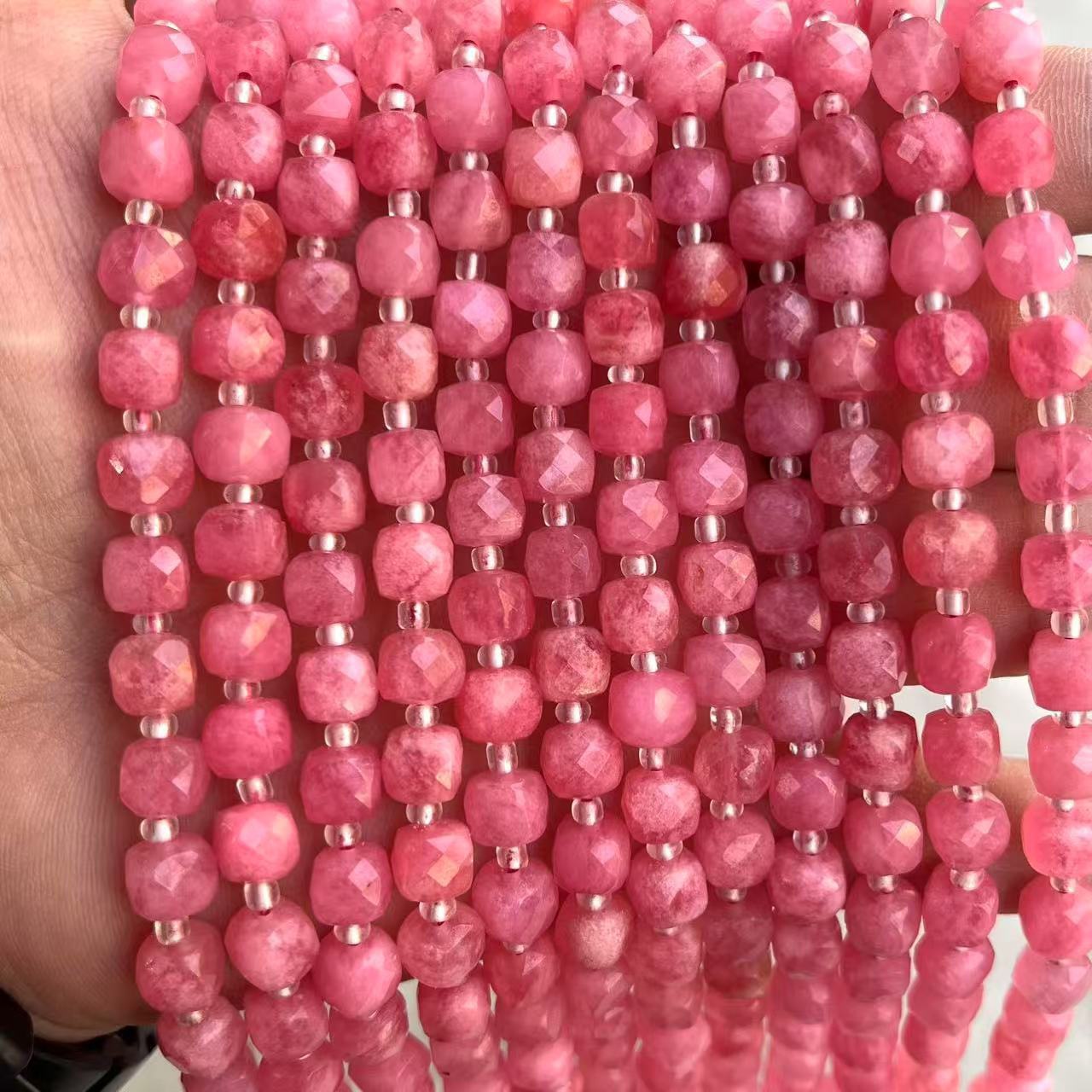 A String Quantity natural stone Material Geometric, Square Pattern A String Diameter 8mm Natural Stone Geometric Square Faceted Jewelry Accessories Beads