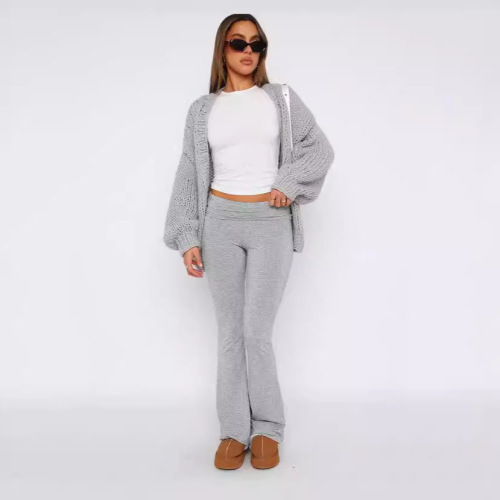 Women's European and American Fashion Cross-border Amazon Supply Source, Stylish Comfortable Slimming Waist-high Low-waist Bell-bottom Pants Set