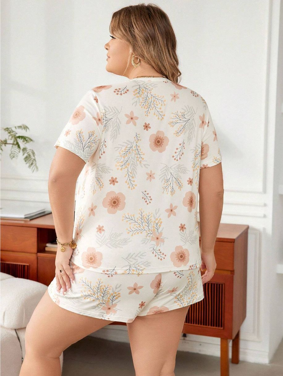 Home Women's Casual Classic Style Printing Polyester Milk Fiber Shorts Co-ord Set Pajama Sets display picture 12