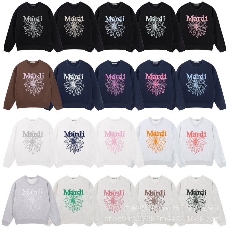 [High Quality] Korean Mardi Sweatshirt Embroidered with Daisy Letters for Women Autumn and Winter Gold and Silver Same Style Round Neck Sweatshirt
