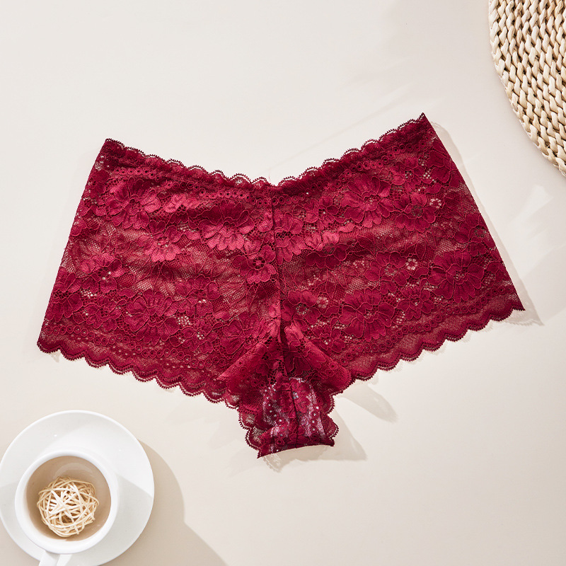 Pantalones de moda sexy de mujer ligera, encaje transpirable sin marcas, pantalones de pierna de algodón nuevo cross-border