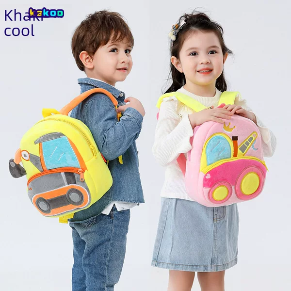 Cute plush engineering truck bulldozer excavator backpack men's and women's children's bag backpack bag factory direct sale