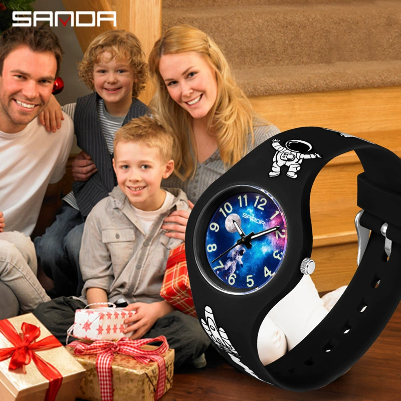 Space children's creative electronic quartz watch, print, simple and elegant design