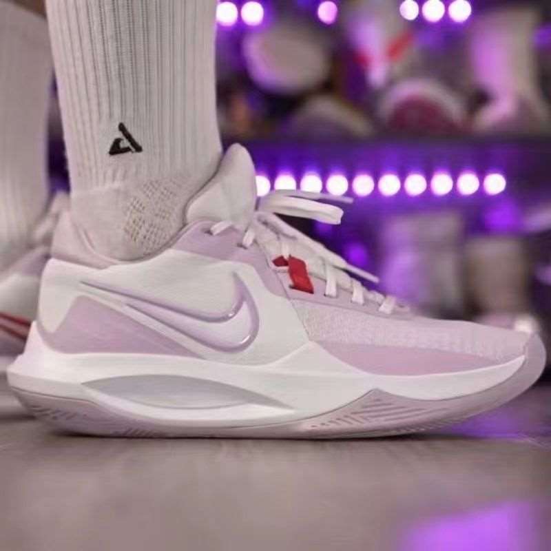 Sufa Precision 6 Precision 6Th Generation Basketball Shoes White and Purple Practical Low-Cut Air Cushion Non-Slip Cushioning Sports Shoes for Men