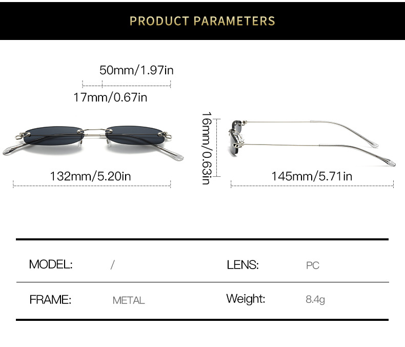 Cross Border New European And American Personality Small Frame Sunglasses Fashionable Frameless Trend Sunglasses Ultra Light Versatile Mini Glasses_voghion.com