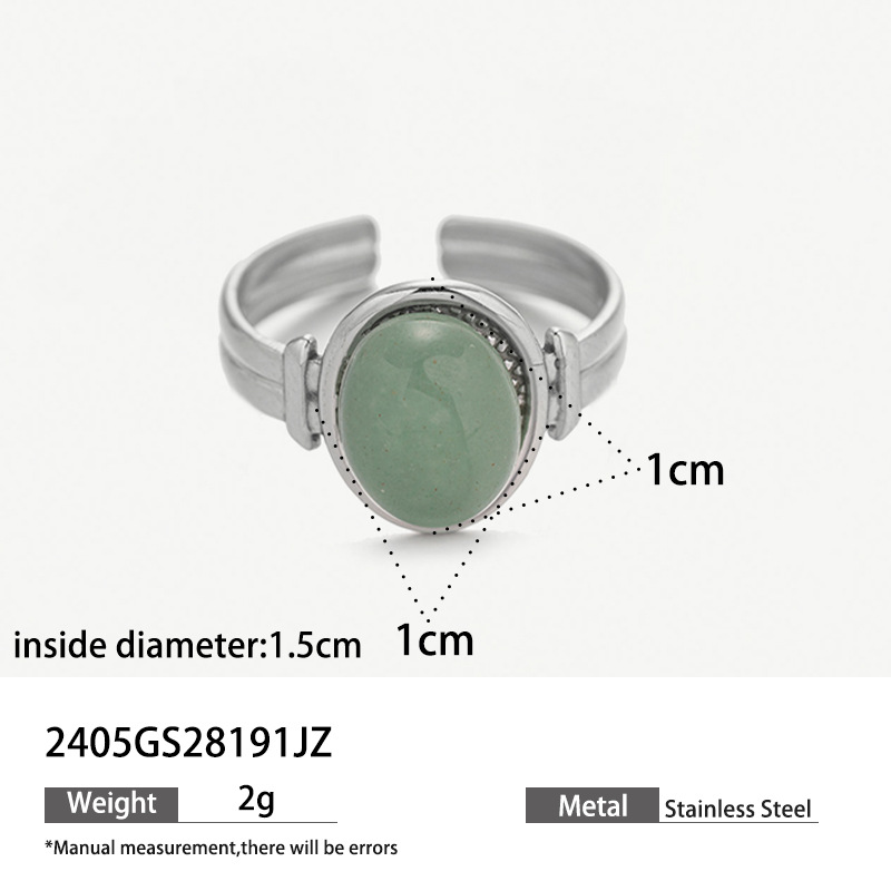 Anillo de acero de titanio de piedra natural transfronteriza no se desvanece, anillo de apertura retro europeo y americano al por mayor.