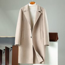 100%山羊绒大衣休闲简约时尚百搭经典V领斜插兜商务中长款大衣男