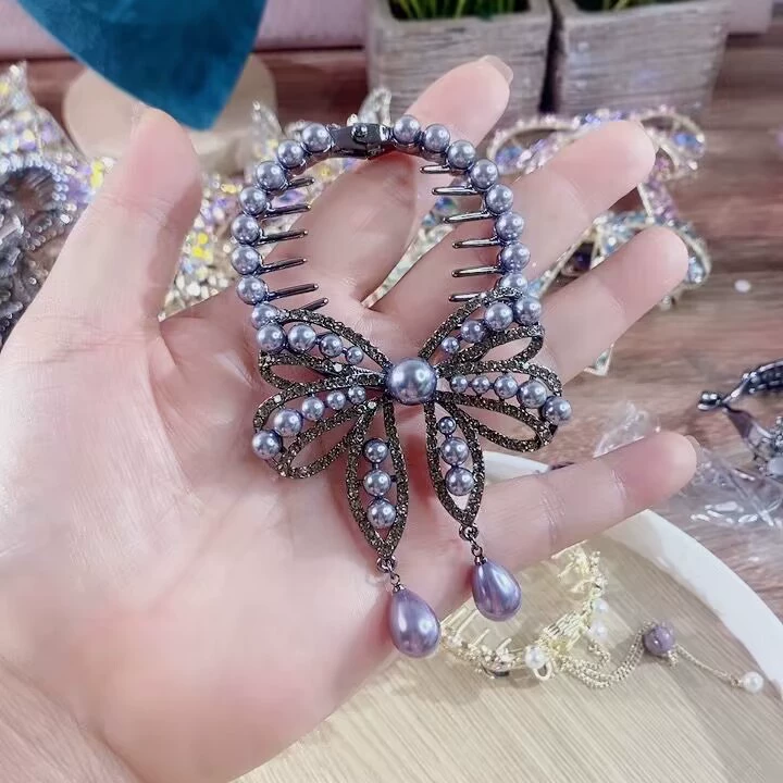 Заколка для волос с бантом, Crab-pin, аксессуар для волос, хвостика, стиль высокого качества