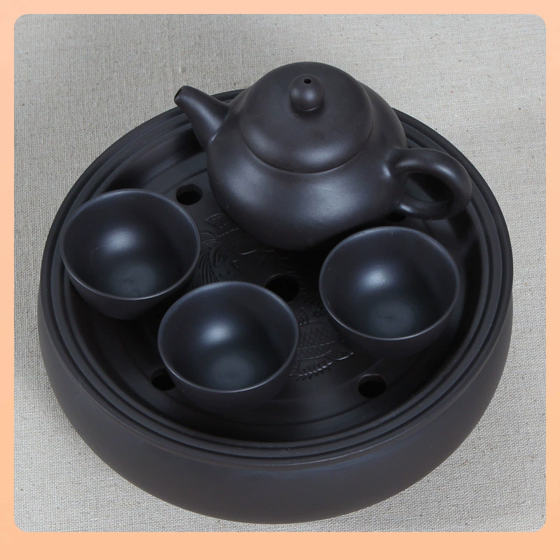 Teapot for traveling, handheld ceramic tea set