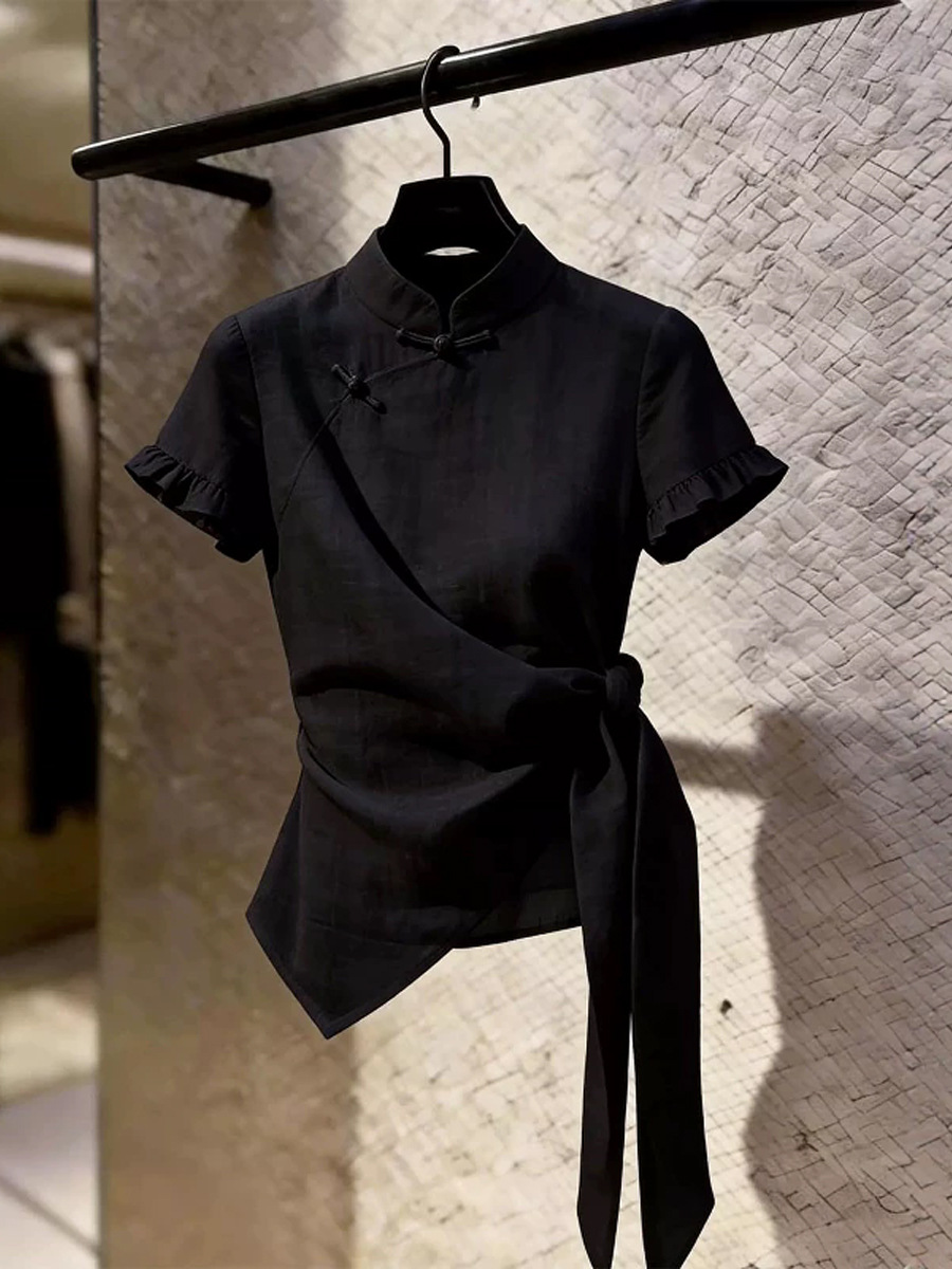 Đầm suông nữ midi phong cách Pháp thiết kế cảm giác nhỏ thời trang — màu đen, Xanh lông mòng đen, màu trắng chi tiết 2