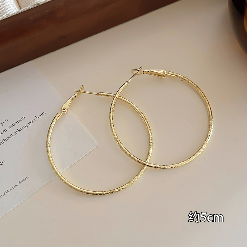 골드 무광 무지 링 귀걸이 - 5CM