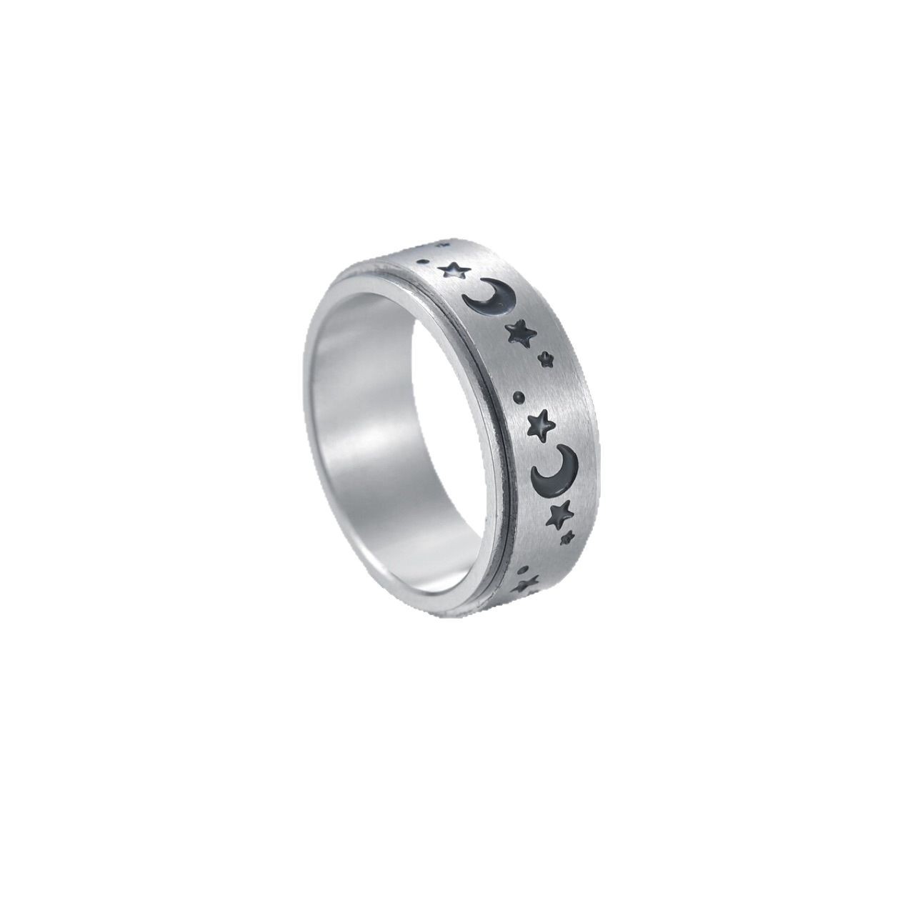 Transfronterizo de acero de titanio sol, luna, estrellas, tiempo para transferir anillo giratorio moda descompresión joyería de acero inoxidable