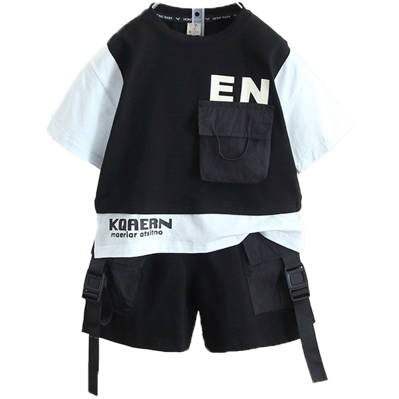 5149 Traje de herramientas de verano para niños 2024 Nuevo traje de dos piezas de manga corta de verano para bebés Hermoso vestido de verano para niños