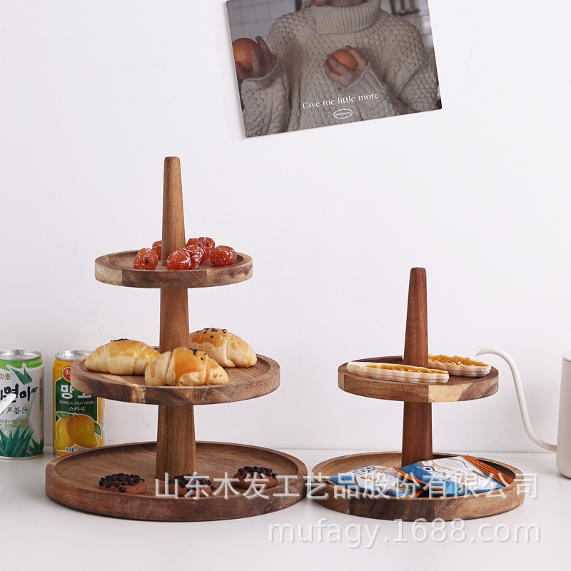 Cross Border Tray 2 Layer Cake Rack Farmhouse Kitchen Decorative Snack Ornament Tray for Coffee Snack Wooden Tray Cross Border Tray 2 Layer Cake Rack Farmhouse Kitchen Decorative Snack Ornament Tray for Coffee Snack Wooden Tray