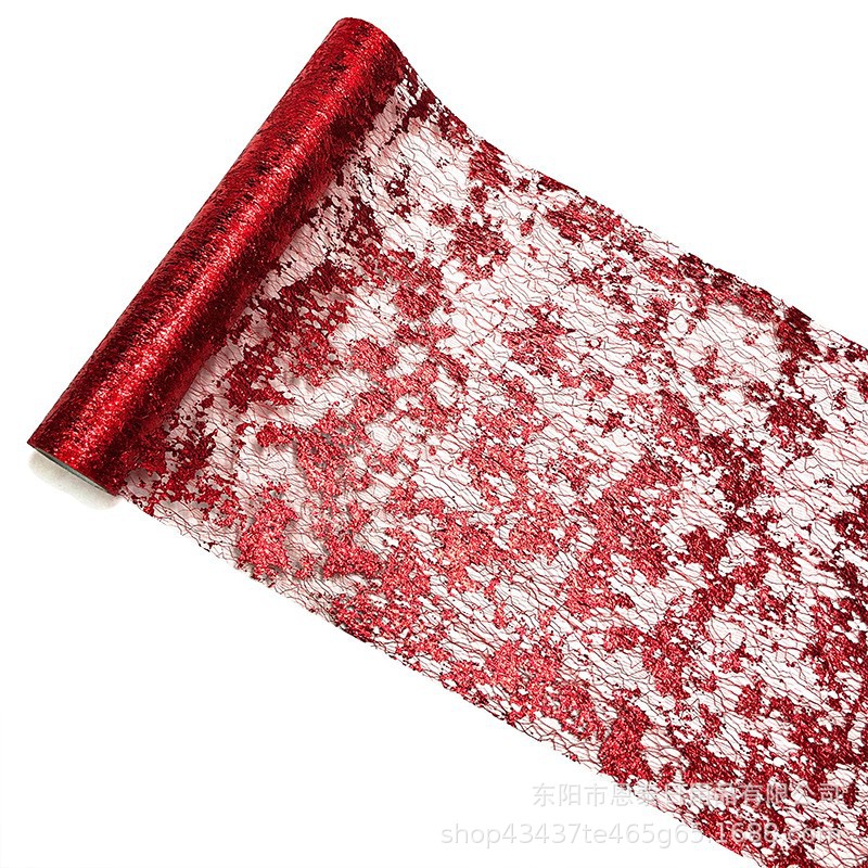 网纱大红色桌旗