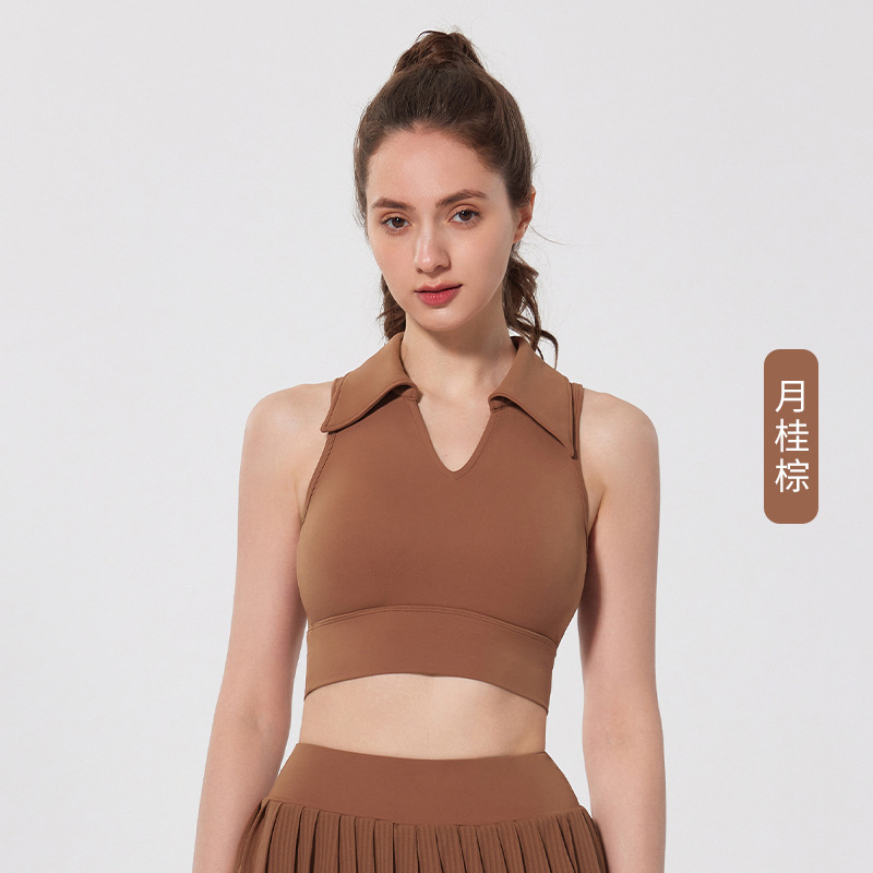 Chaleco deportivo con solapa una taza con cojín de pecho para mujeres correr bra transpirable sin mangas ropa de yoga delgada ropa de fitness
