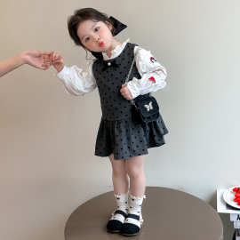 女童春装套装2025新款儿童连衣裙春秋款小女孩马甲裙宝宝公主裙子