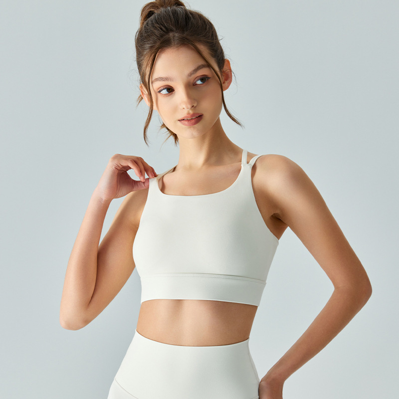 クロスボーダー新型スポーツ下着女性クロス細い肩ベルト一体式胸パッドヨガ服ブラジャーランニングフィットネスベスト|undefined