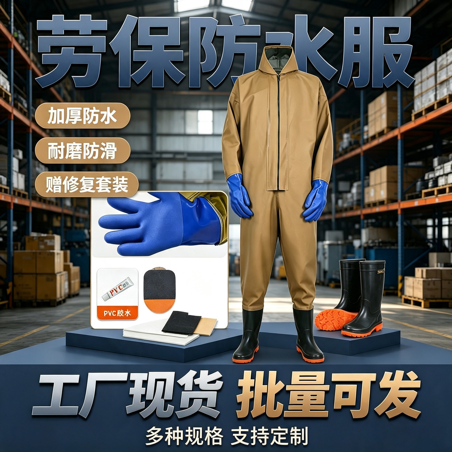 One-Piece Waterproof Workwear, Thickened and Wear-Resistant Wading Suit, Protective Clothing for Aquaculture and Fishing, Wholesale from Manufacturer